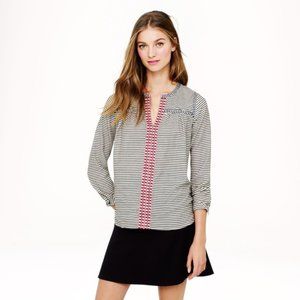 J. Crew | Embroidered Peasant Top in Stripe